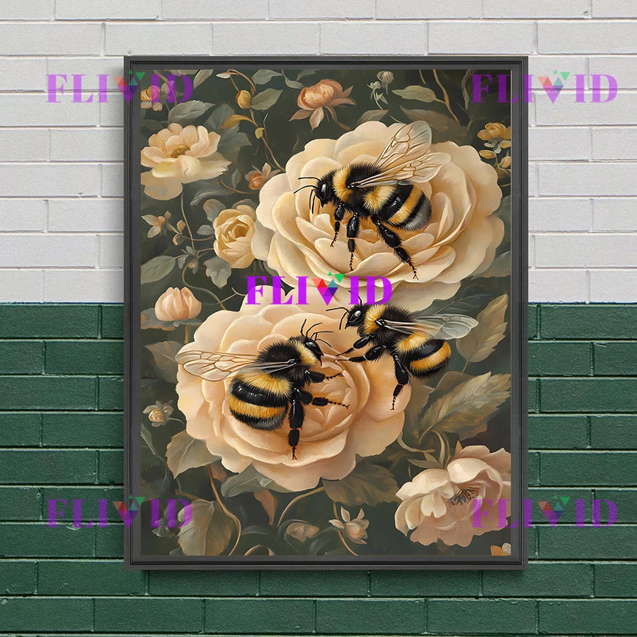 Dark moody floral rose canvas print