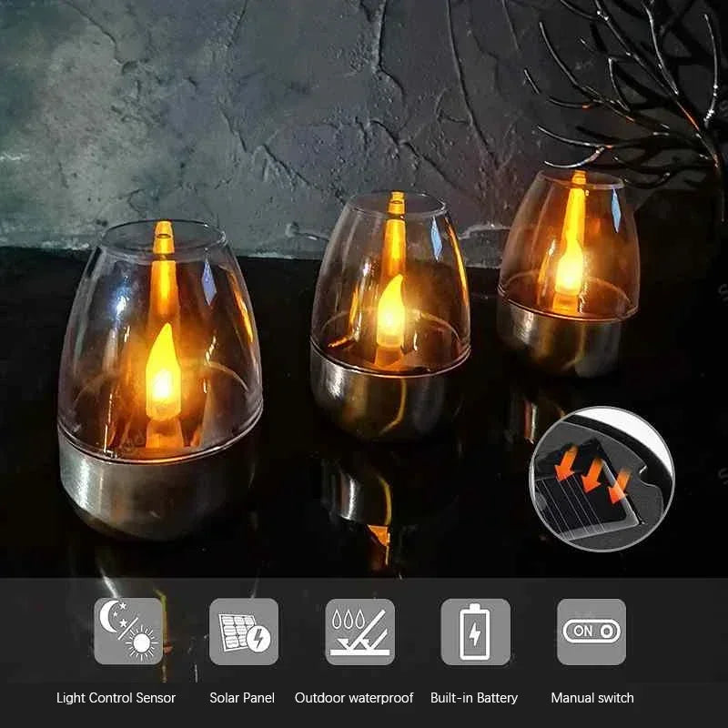 Flameless Solar LED Pillar Candles — Outdoor Waterproof | Wedding & Garden | Set of 1–4