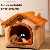 House-Style Pet Bed | Coral Fleece | Dogs & Cats | S/M/L