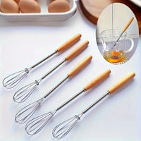 Mini Stainless Steel Whisk with Wooden Handle — Single or 3-Pack