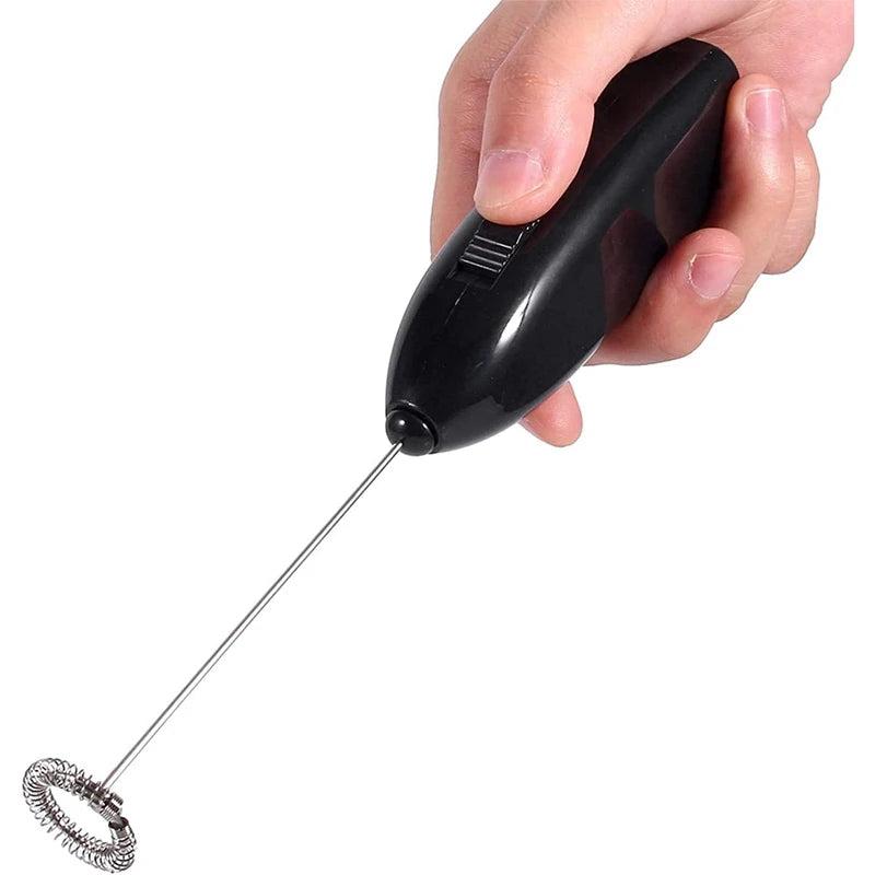 Handheld Electric Milk Frother & Egg Beater — Battery Powered, Stainless Steel