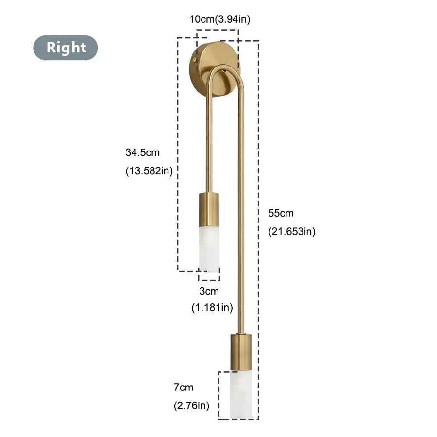 Nordic Modern Wall Lamp — Dual Light, Touch Switch, Black & Gold