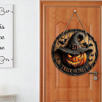 Round Wooden Halloween Sign