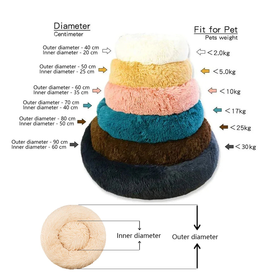 Round Plush Pet Bed | Dogs & Cats | 40–90cm
