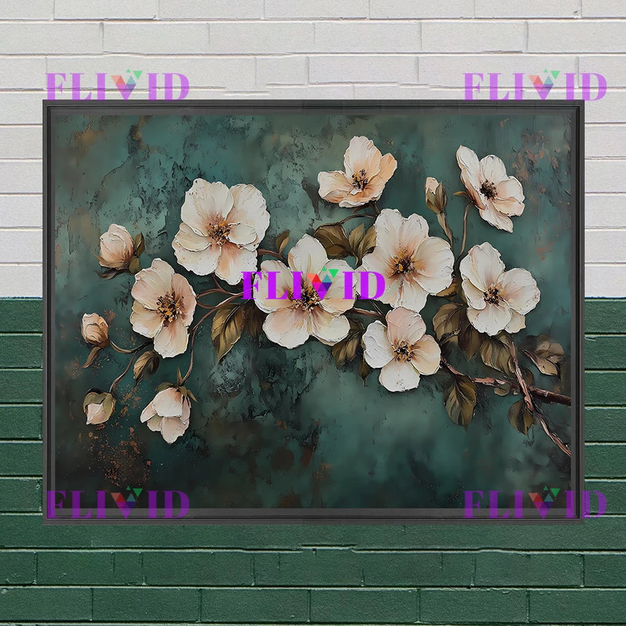 Dark moody floral rose canvas print