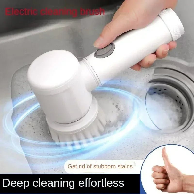 Cordless Electric Spin Scrubber — 5 Brush Heads, Ergonomic Grip