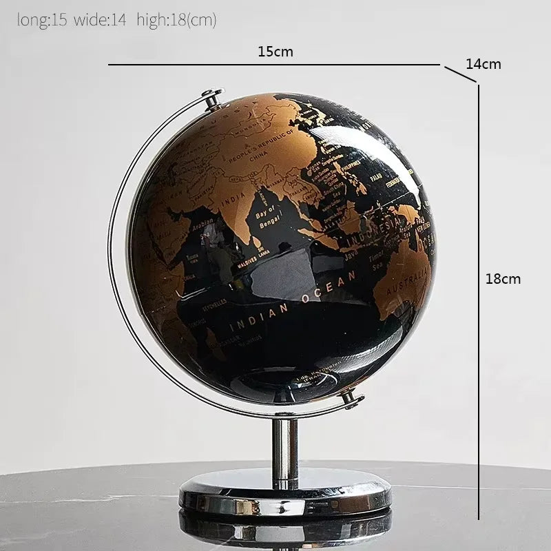 Metal desk globe — black & gold or silver