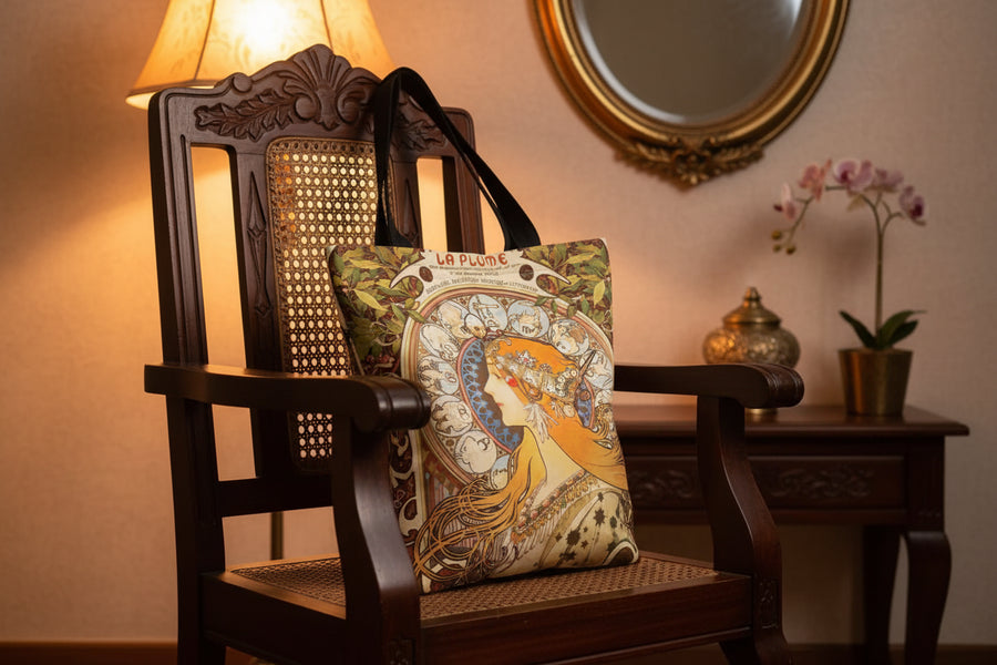 Mucha Series Art Canvas Tote Bag — Double-Sided Print | Eco-Friendly | 12 Designs | 4 Sizes