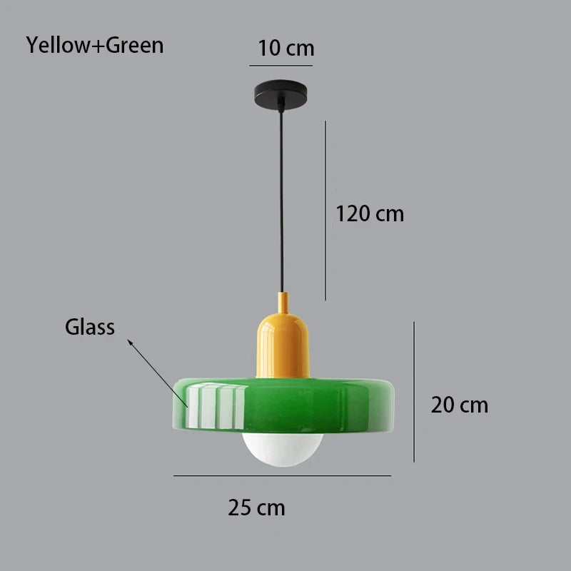Bauhaus Glass Pendant Chandelier — Hand-Blown Shade
