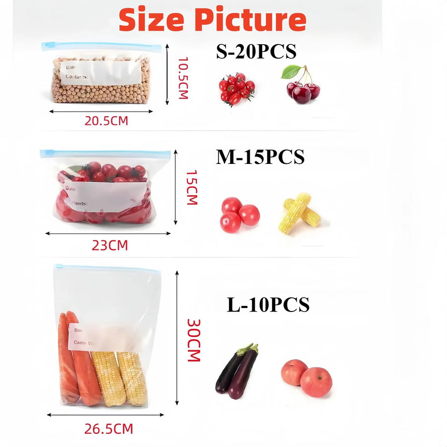 Reusable Food Storage Bags with Zipper, Leak-Proof & Airtight