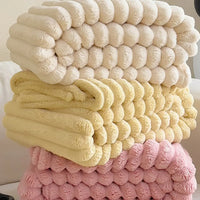 Reversible Double-Sided Throw Blanket — Striped & Solid | Skin-Soft | 8 Colours