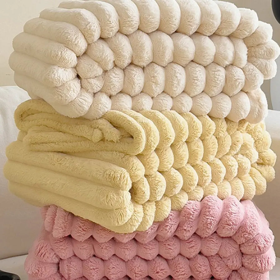 Reversible Double-Sided Throw Blanket — Striped & Solid | Skin-Soft | 8 Colours