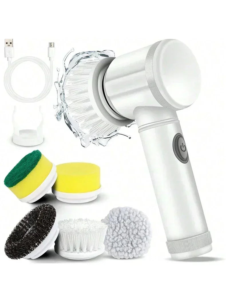 Cordless electric spin scrubber