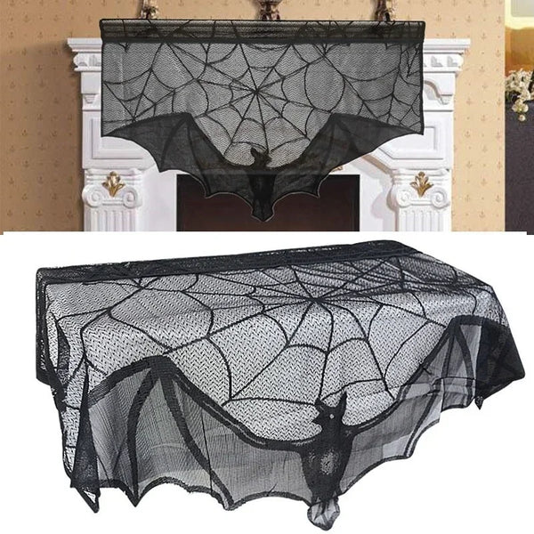 Halloween Bats & Spider Web Lace Decor Set
