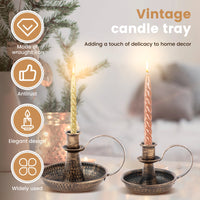 Iron Taper Candle Stand with Curved Handle — Retro | Set of 2 | Wedding & Home