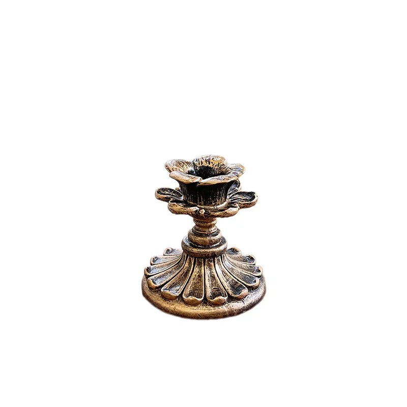 Vintage Tapered Candle Holder | Antique Bronze Resin | Wedding & Home Decor