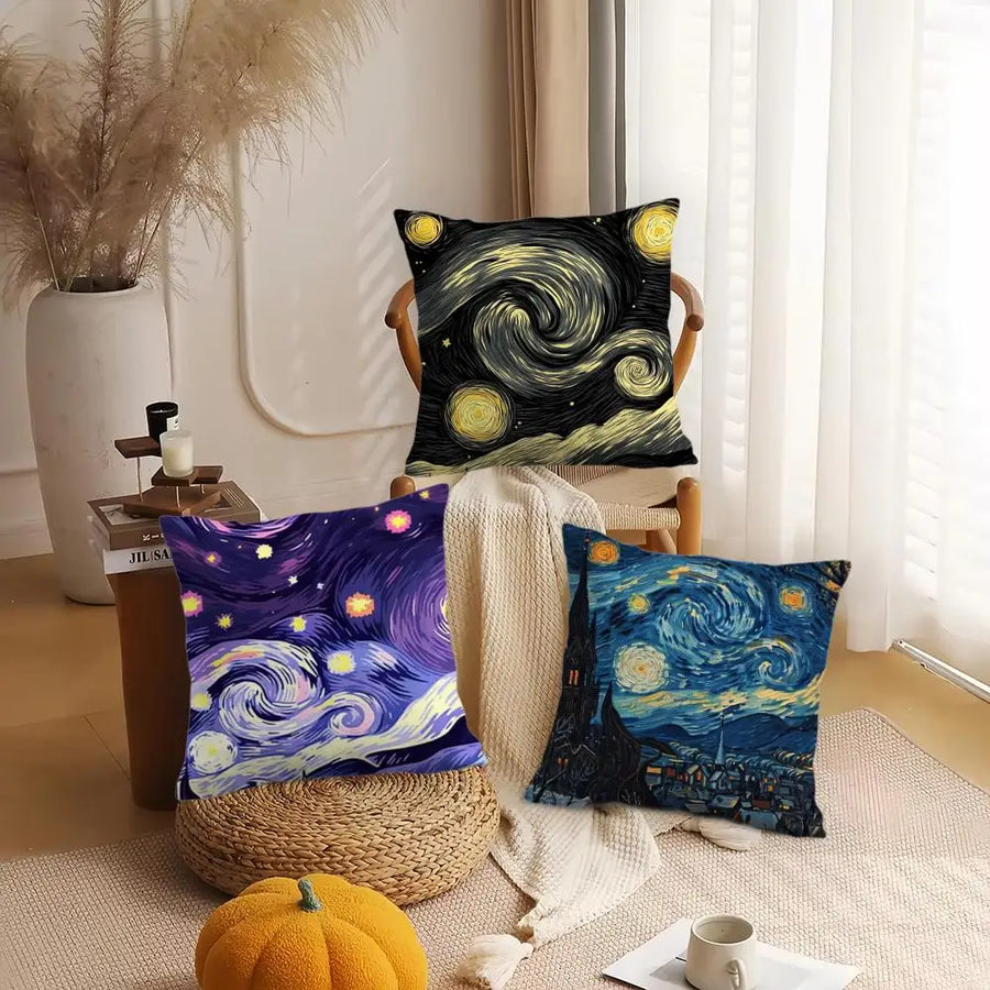 Van Gogh Starry Night Cushion Cover —  Plush Double-Sided Print