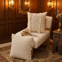 Knitted Geometric Cushion Cover — Boho, 45×45cm