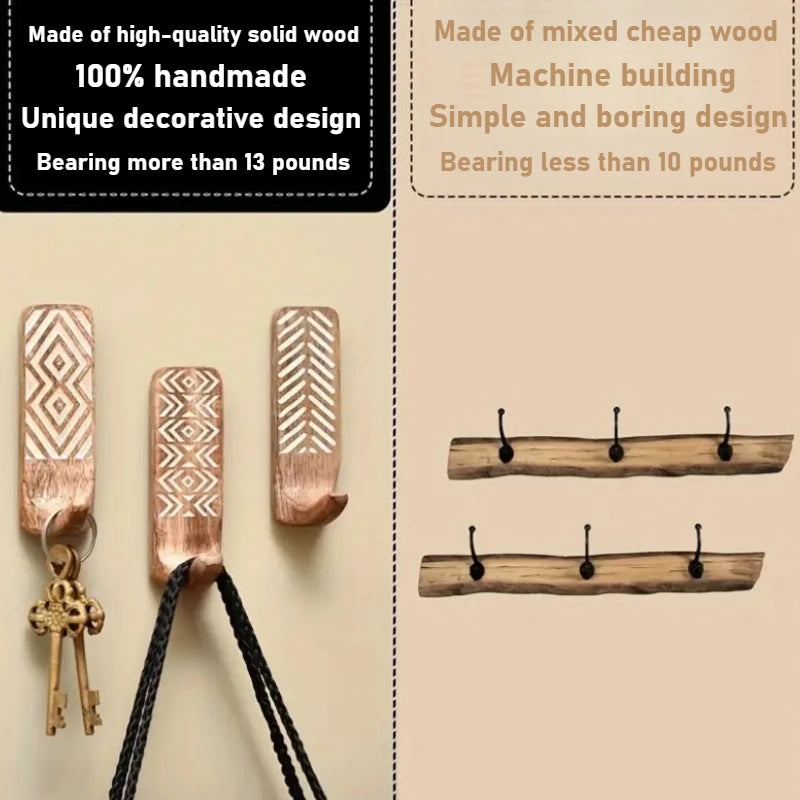 Bohemian wooden wall hooks