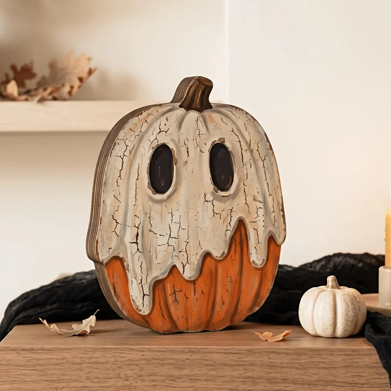 Retro Wooden Block Halloween Decor Set