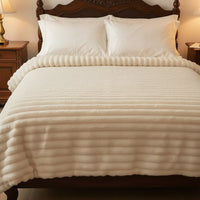 Reversible Double-Sided Throw Blanket — Striped & Solid | Skin-Soft | 8 Colours