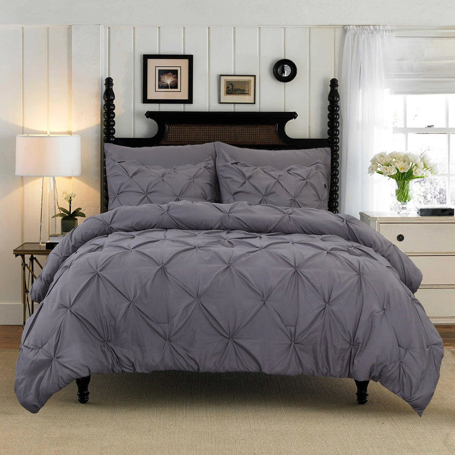 Pintuck Cotton Duvet Cover Set — 3 Piece, 7 Colours
