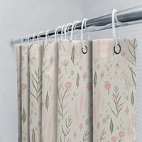 Elegant Floral Shower Curtain — Pink & Green 3D Print | Waterproof Polyester | 15 Sizes