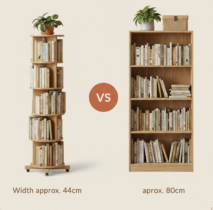 Solid Wood Rotating Bookshelf