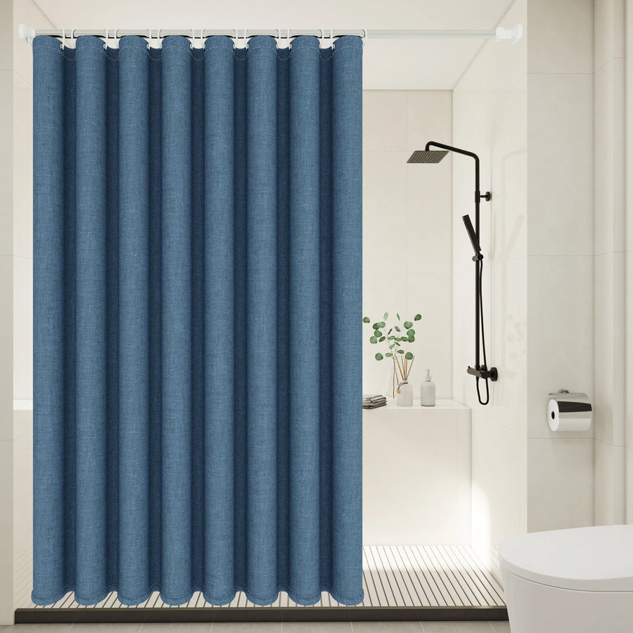 Minimalist Linen Texture Shower Curtain — Weighted Hem | Thick Polyester | 5 Colours | 5 Sizes