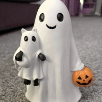 Resin Ghost & Pumpkin Ornament