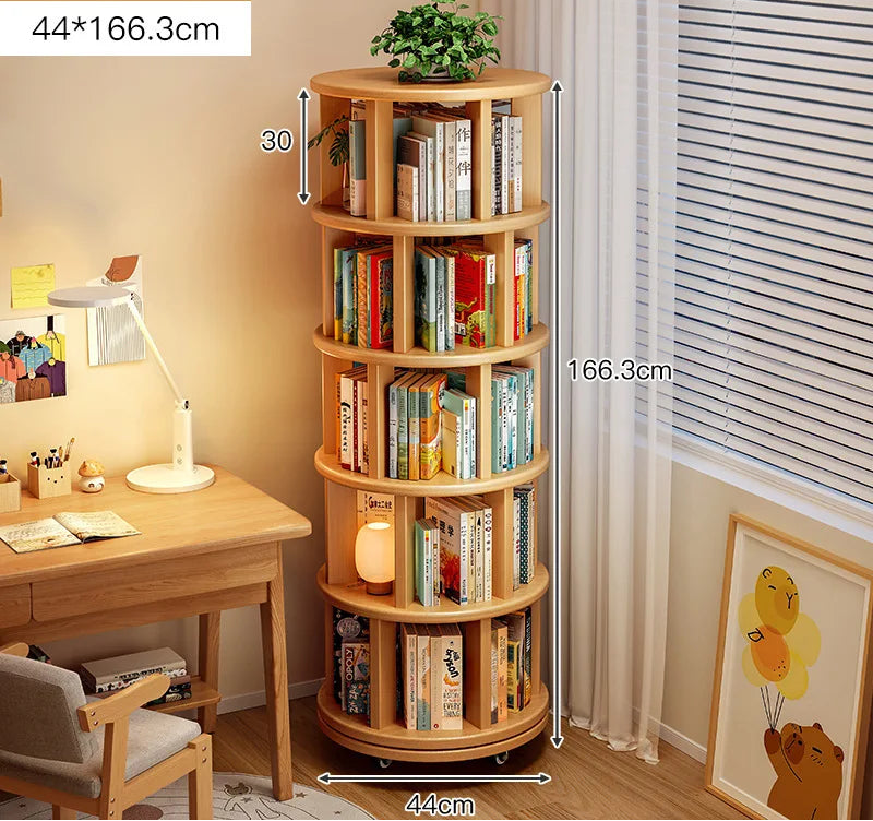 Solid Wood Rotating Bookshelf