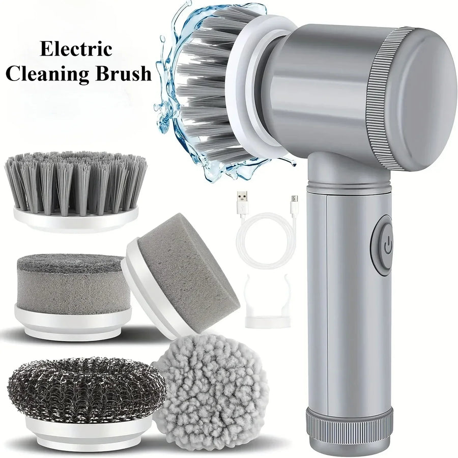 Cordless electric spin scrubber