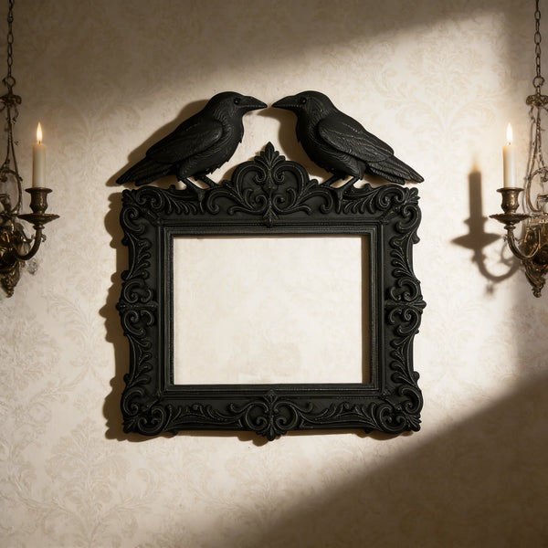 Dark Gothic double raven wall frame
