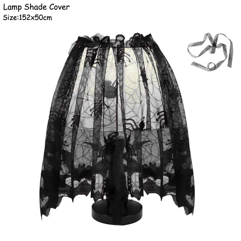 Lace Spider Web & Skeleton Fireplace Mantel Scarf