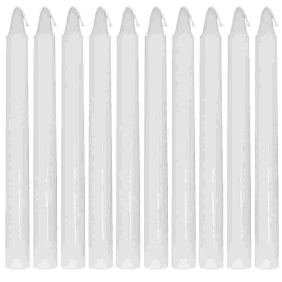 White Taper Candles — Set of 10 | Classic Paraffin | Tall Pillar