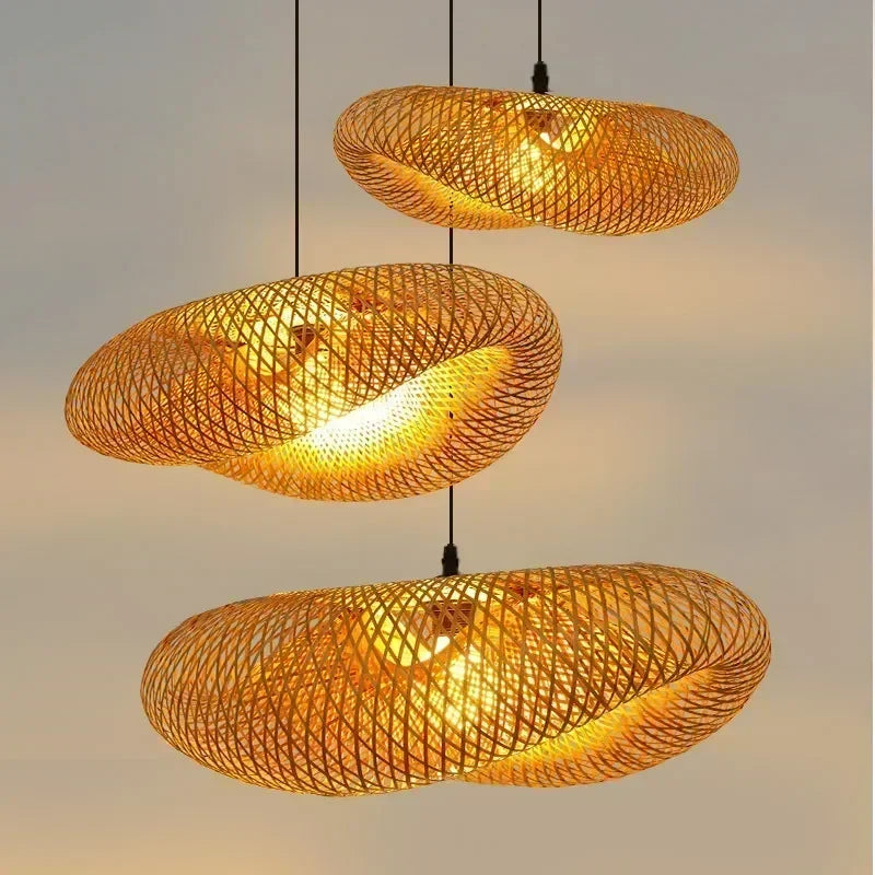 Hand-woven bamboo & rattan pendant light
