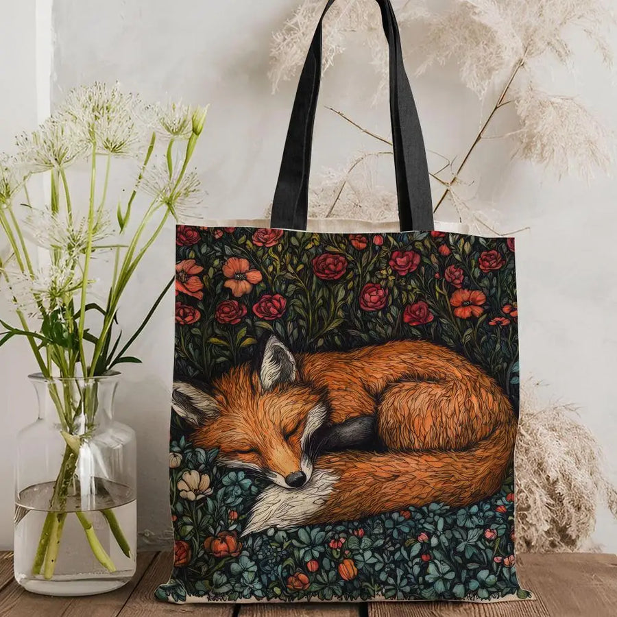 William Morris Art Fox Canvas Tote Bag — Eco Linen | Large Capacity
