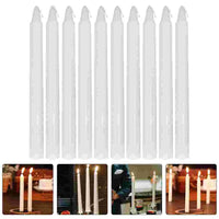 White Taper Candles — Set of 10 | Classic Paraffin | Tall Pillar