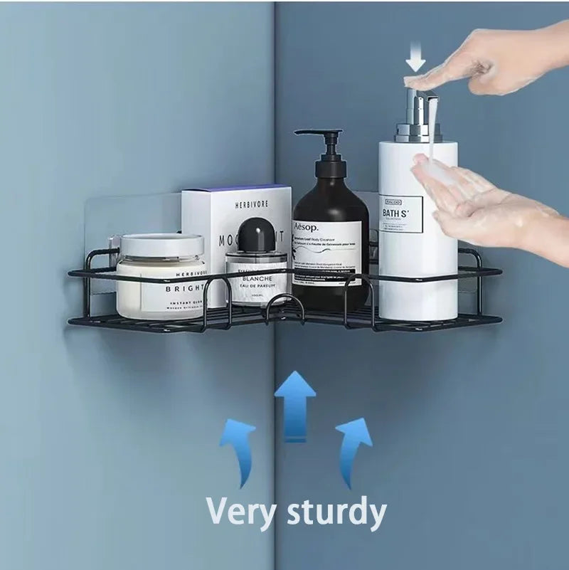 Metal Floating Wall Shelf with Baskets — Bathroom & Kitchen Organiser