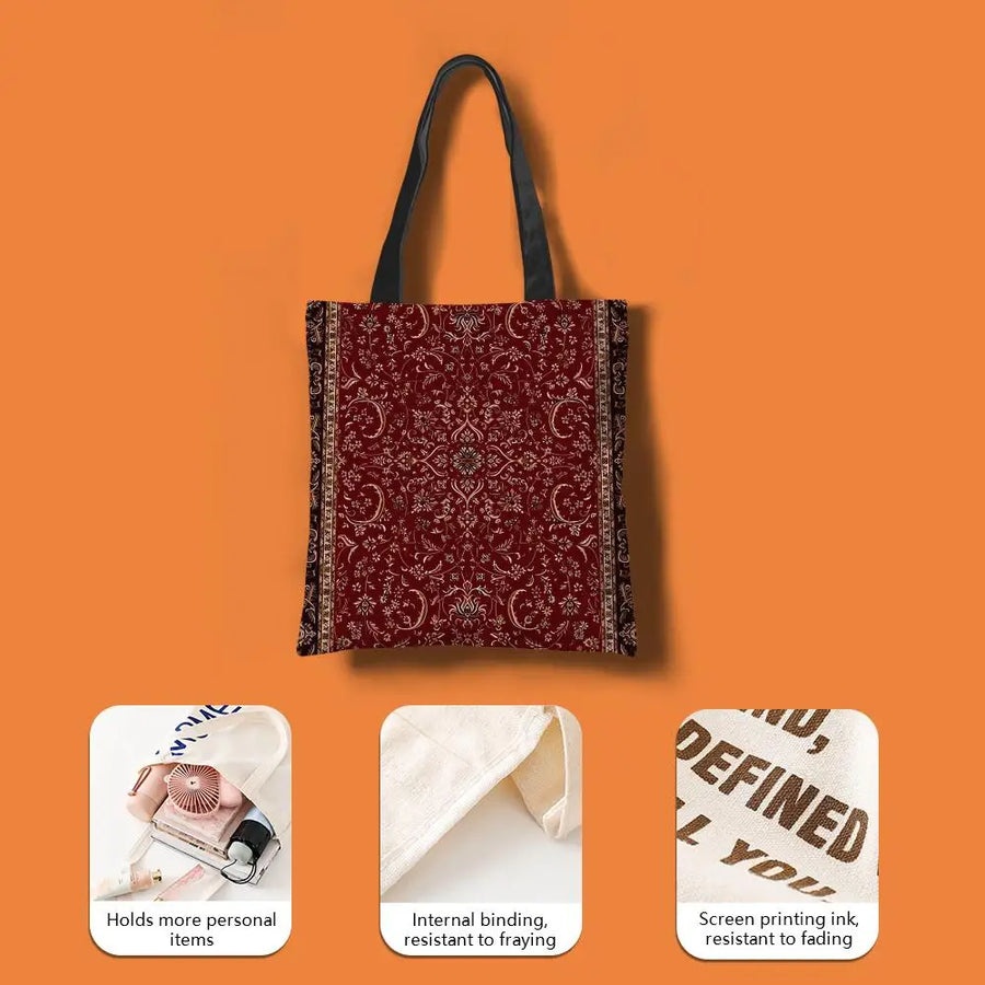 Oriental Pattern Canvas Tote Bag — Eco-Friendly | Large Capacity | 6 Prints | 4 Sizes