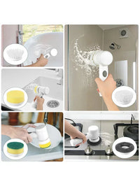 Cordless Electric Spin Scrubber — 5 Brush Heads, Ergonomic Grip