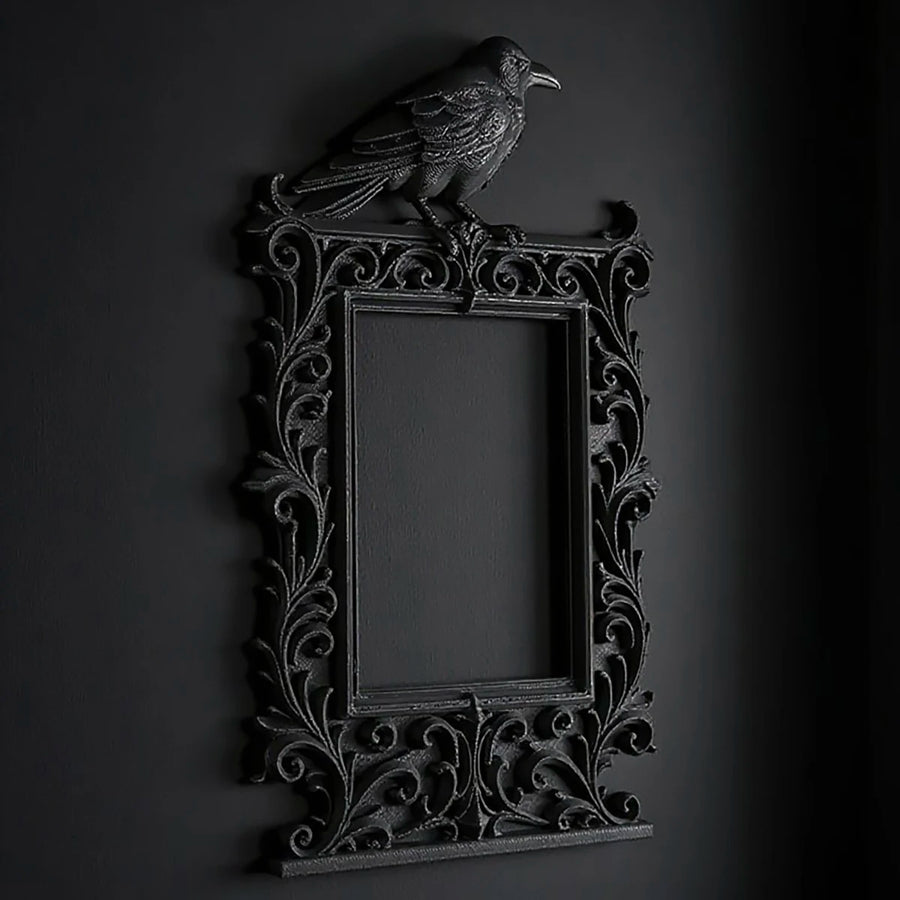 Dark raven-shaped photo frame