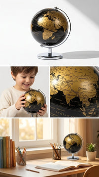 Metal desk globe — black & gold or silver
