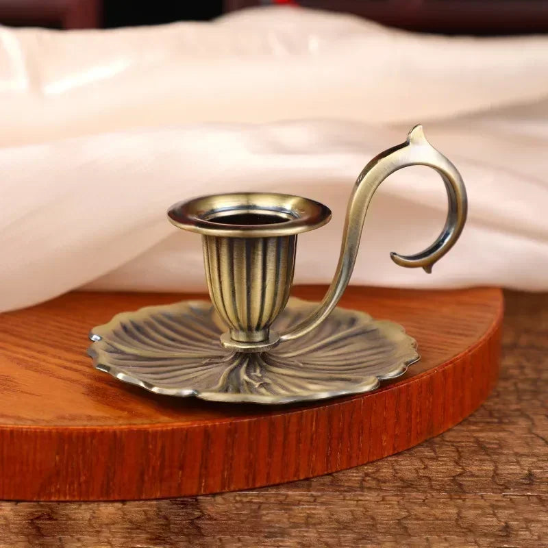 European Handheld Taper Candlestick — Retro Single-Head | Candlelight Dining