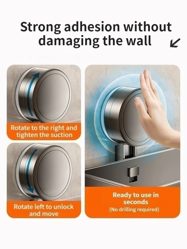 Suction Cup Bathroom Rack — No Drill Required