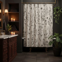 Vintage Botanical Floral Shower Curtain — Eco-Friendly Polyester | 8 Sizes | Machine Washable