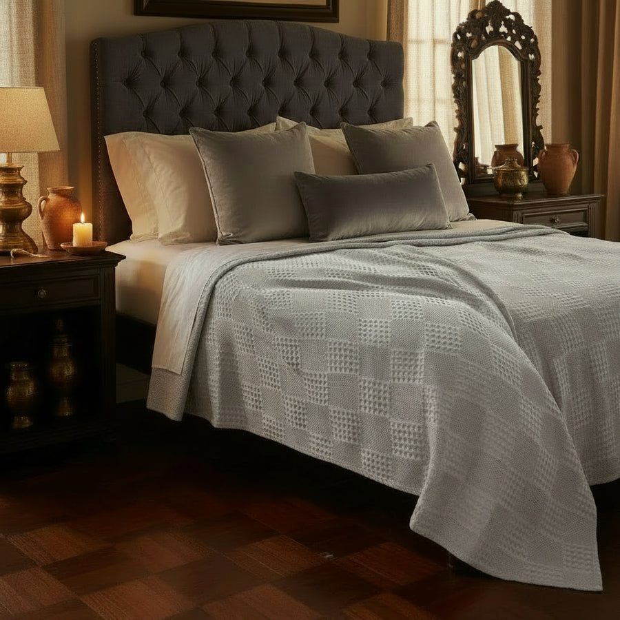 Pure Cotton Waffle Throw Blanket — Breathable & Soft | 6 Colours | 3 Sizes