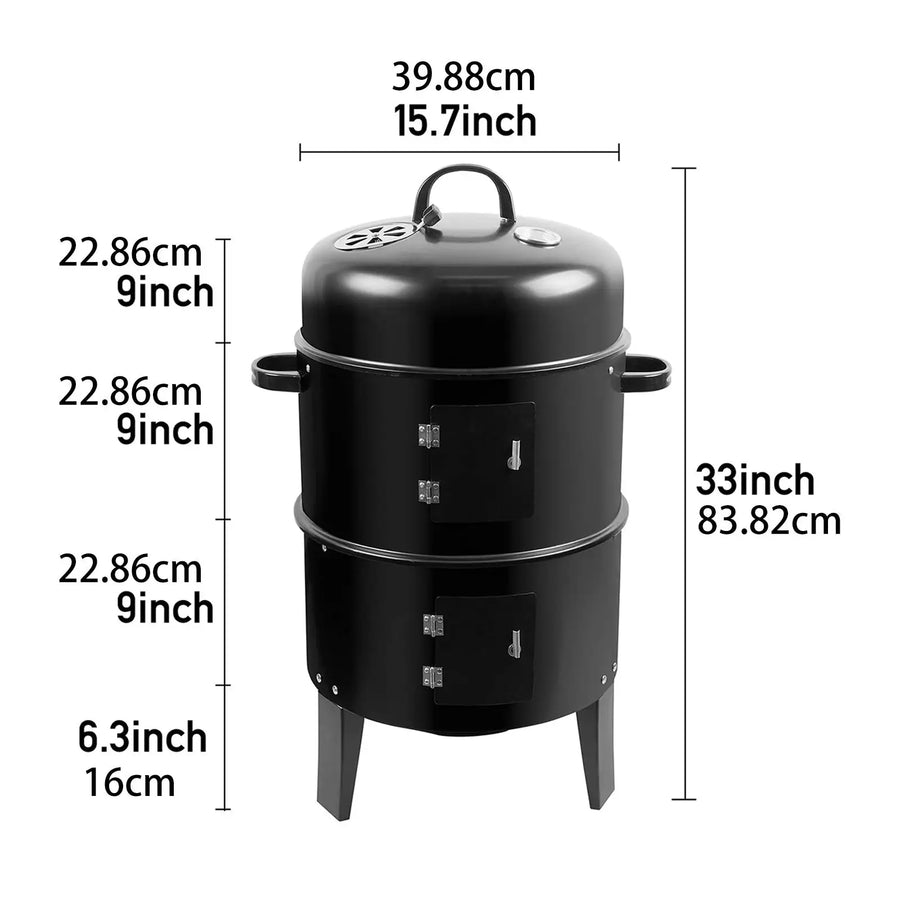 3-in-1 charcoal BBQ grill & fire pit