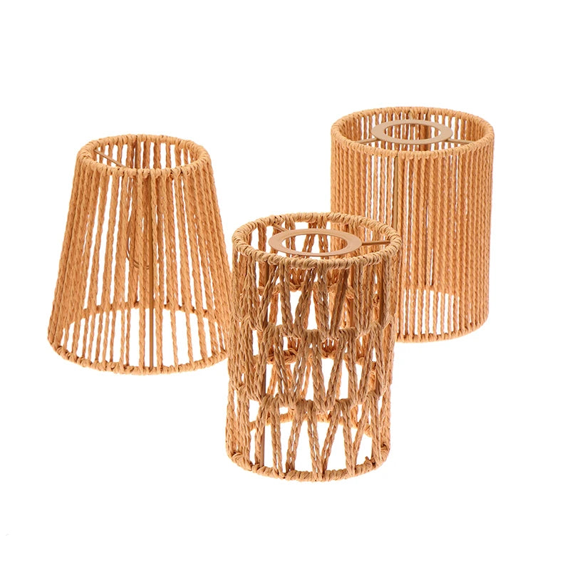 Handmade Woven Rope Lampshade — Rustic Vintage Iron Frame | 7 Styles | Bedroom, Living Room & Hotel