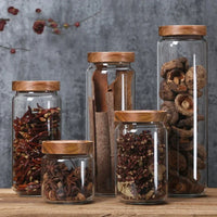 Glass canister with wooden lid